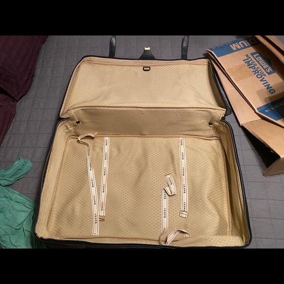 GUCCI VINTAGE 1980s Monogram Pattern 30” Suitcases Navy Leather/Coated Canvass - Picture 11 of 16